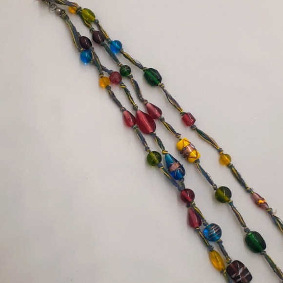 BOHO Amber brown Murano glass & Beaded  Necklace mukti strand ITALY BOHEMIAN - Picture 4 of 6